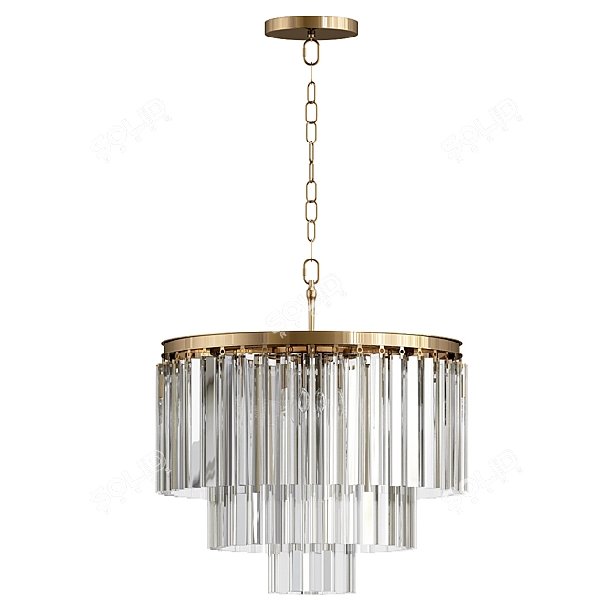 Crystal Fringe Chandelier 3-Tier 3D model image 1