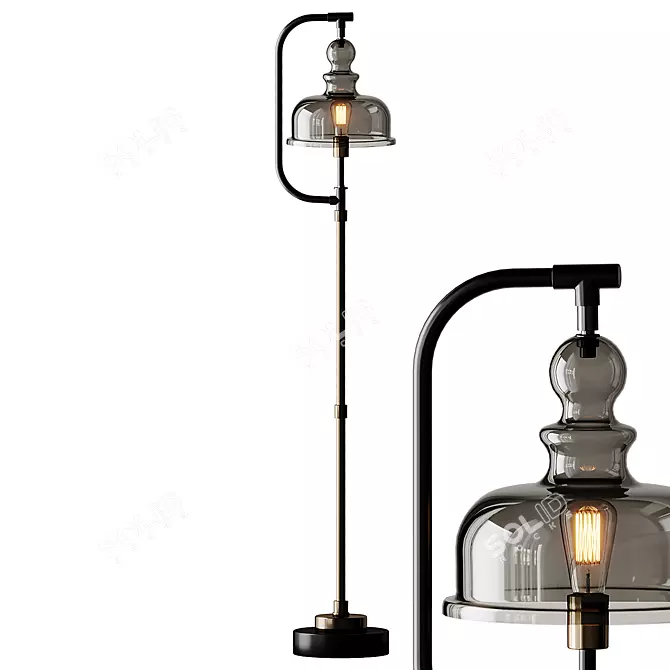 Elieser Brass & Black Floor Lamp 3D model image 1