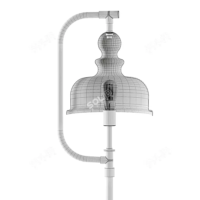 Elieser Brass & Black Floor Lamp 3D model image 3