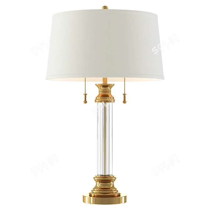 Elegant Antique Brass Glass Lamp 3D model image 1