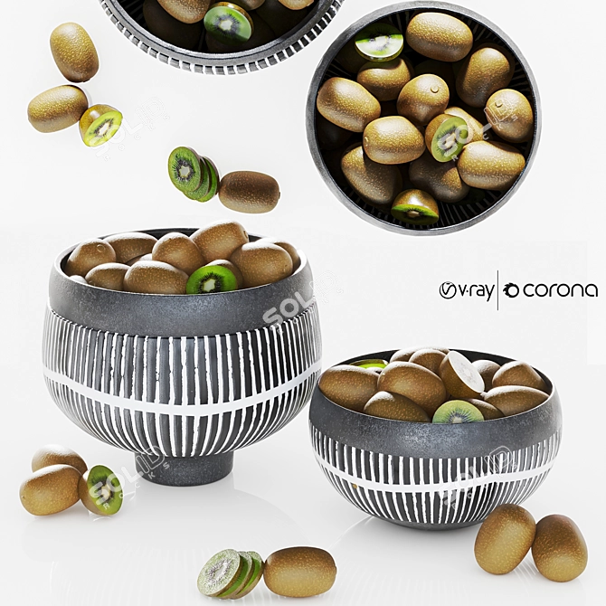 Fresh Kiwi Bowl Display Art 3D model image 1