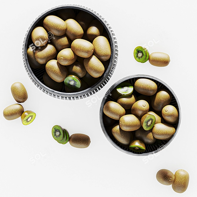 Fresh Kiwi Bowl Display Art 3D model image 2