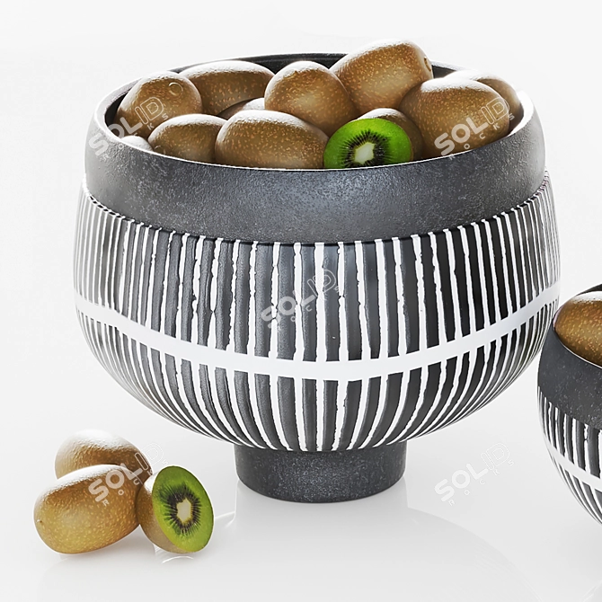 Fresh Kiwi Bowl Display Art 3D model image 3
