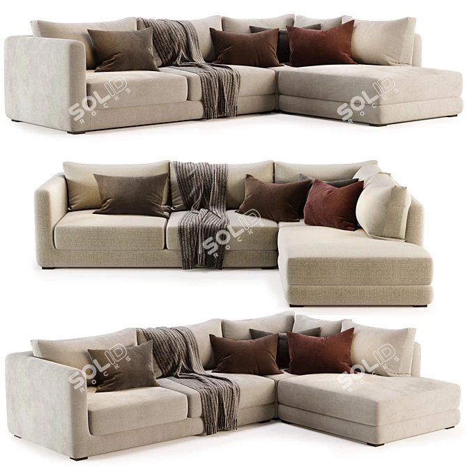 Premium Corner Sofa by Loom Loft 3D model image 1