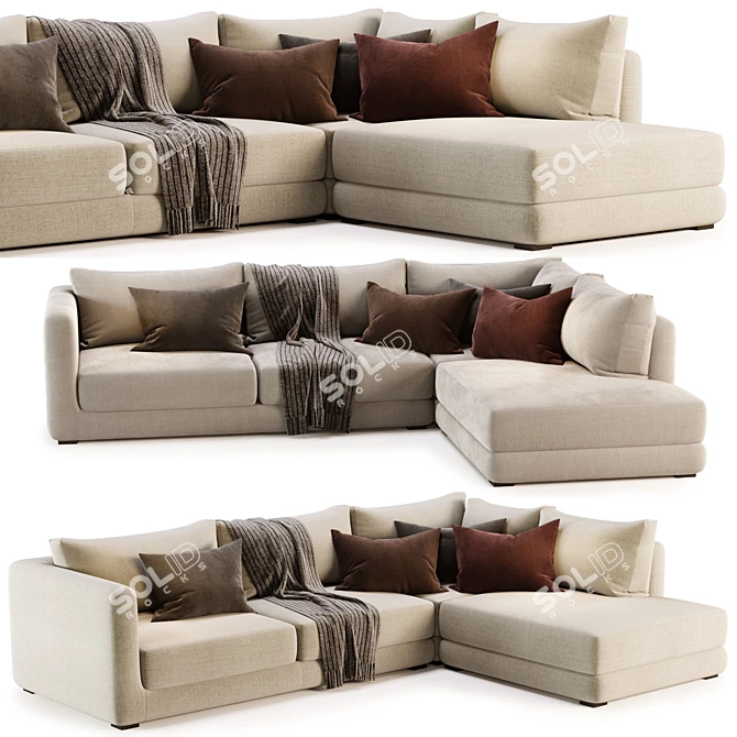 Premium Corner Sofa by Loom Loft 3D model image 2