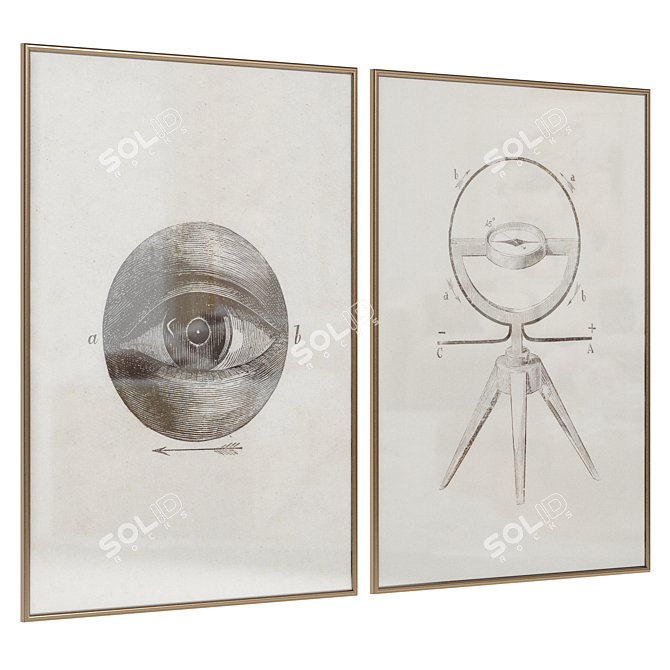 Museum Poster Set with Frames 3D model image 2