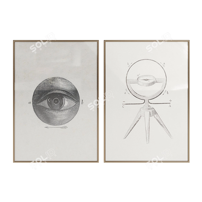 Museum Poster Set with Frames 3D model image 3