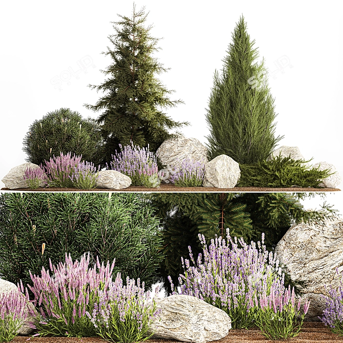 Alpine Rockery Plant Collection 3D model image 1