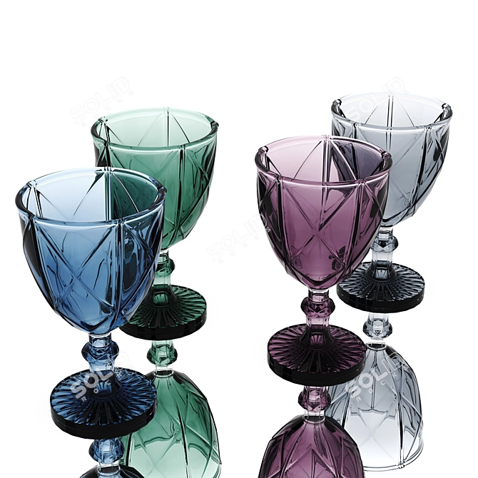 Elegant Glassware Set 3D model image 2