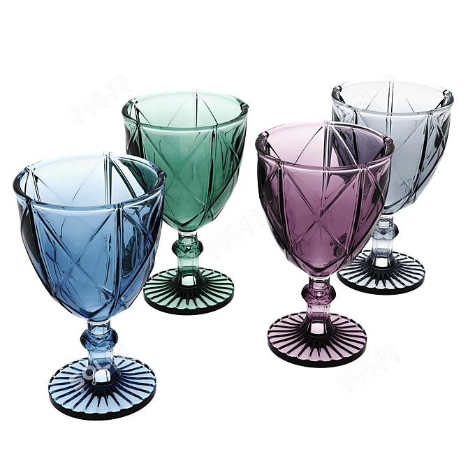 Elegant Glassware Set 3D model image 5