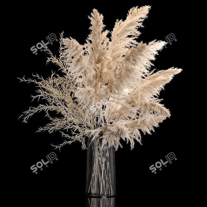 Luxury White Dry Flower Bouquets 3D model image 2