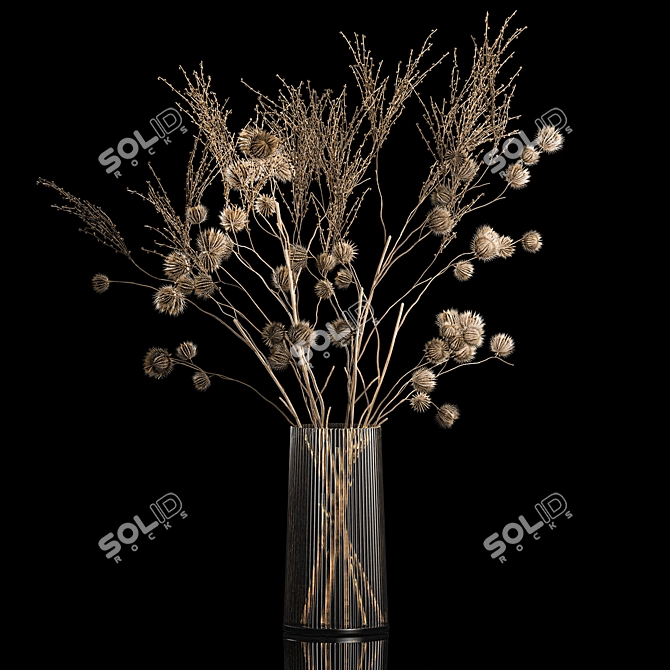 Luxury White Dry Flower Bouquets 3D model image 4