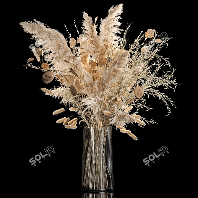 Luxury White Dry Flower Bouquets 3D model image 5