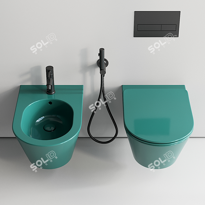 Ceramic Wall-Hung Bathroom Fixtures 3D model image 3