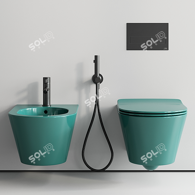 Ceramic Wall-Hung Bathroom Fixtures 3D model image 4