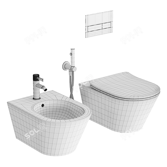 Ceramic Wall-Hung Bathroom Fixtures 3D model image 5