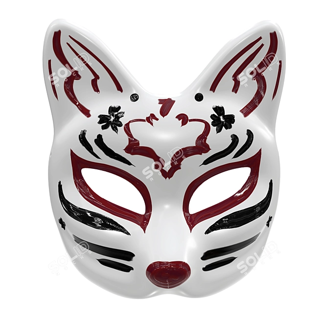 Kitsune Mask 3D Model Kit 3D model image 1