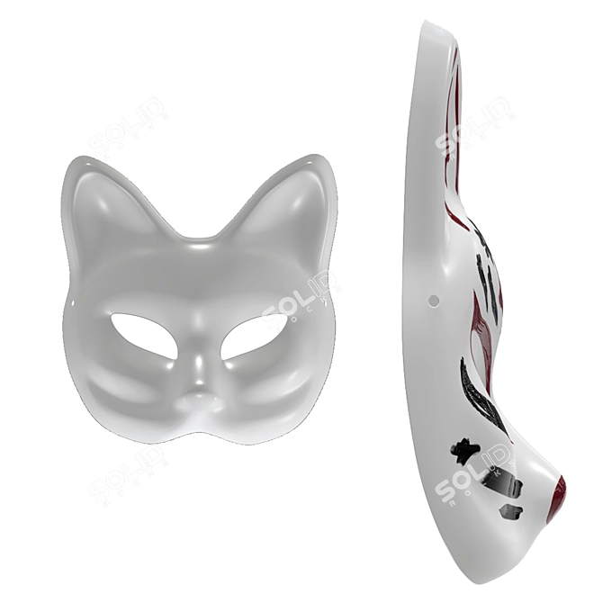 Kitsune Mask 3D Model Kit 3D model image 3