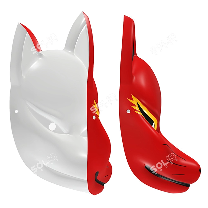 Japanese Fox Mask 3D Model 3D model image 2