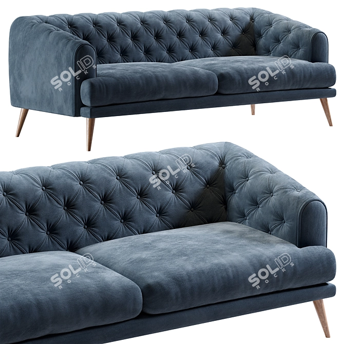 Modern Earl Gray Chesterfield Sofa 3D model image 1