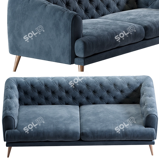 Modern Earl Gray Chesterfield Sofa 3D model image 2