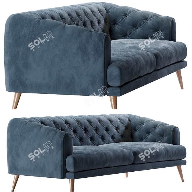 Modern Earl Gray Chesterfield Sofa 3D model image 3