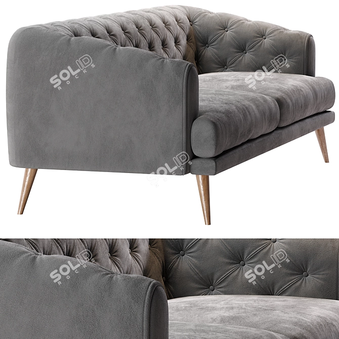 Modern Earl Gray Chesterfield Sofa 3D model image 5