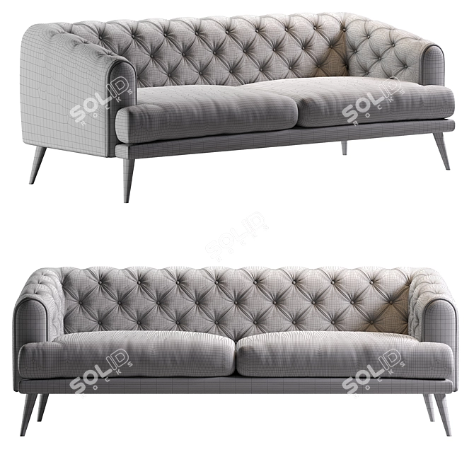 Modern Earl Gray Chesterfield Sofa 3D model image 6