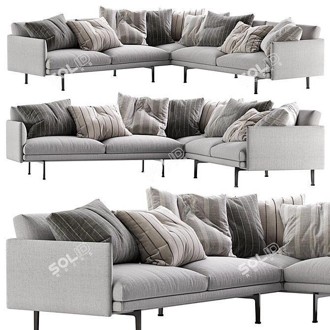 Modern Outline Corner Sofa Set 3D model image 1