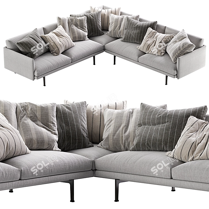 Modern Outline Corner Sofa Set 3D model image 2