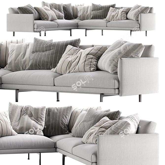 Modern Outline Corner Sofa Set 3D model image 3