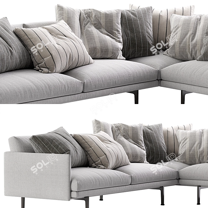 Modern Outline Corner Sofa Set 3D model image 5