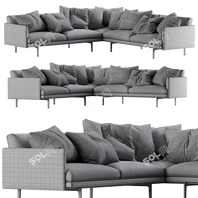 Modern Outline Corner Sofa Set 3D model image 7