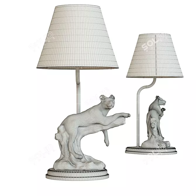 Safari Chic Leopard Table Lamp 3D model image 3