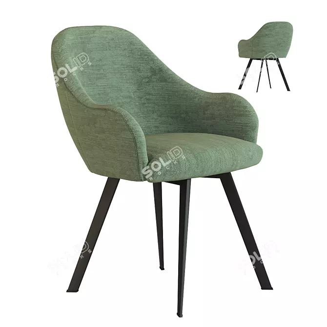 Chic Green Swivel Armchair 3D model image 1