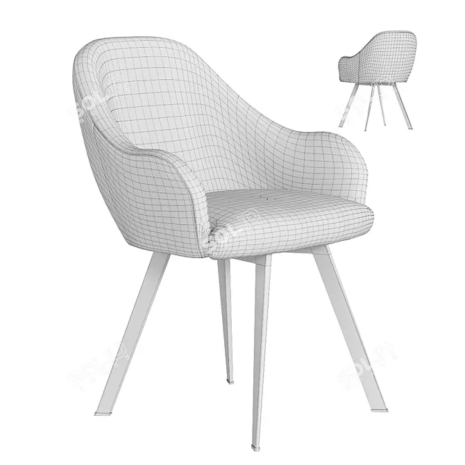 Chic Green Swivel Armchair 3D model image 3