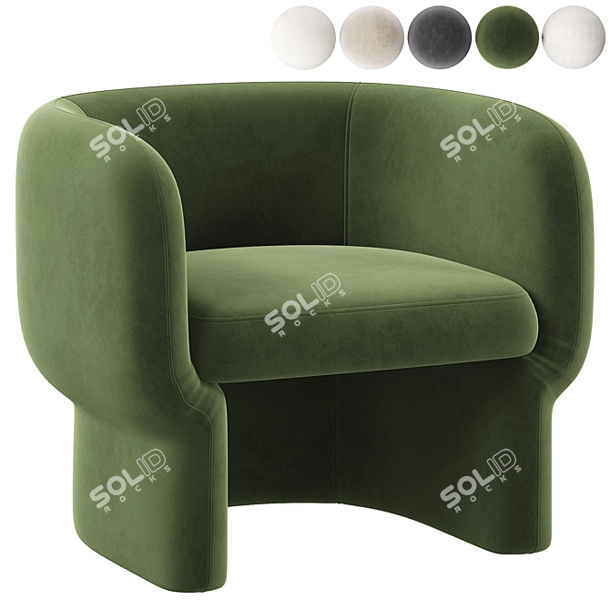 Modern Upholstered Barrel Chair - 2015 3D model image 1