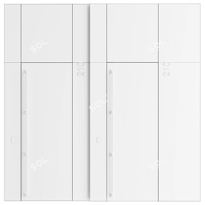 Wall Panel with Door Panel, 014 3D model image 4