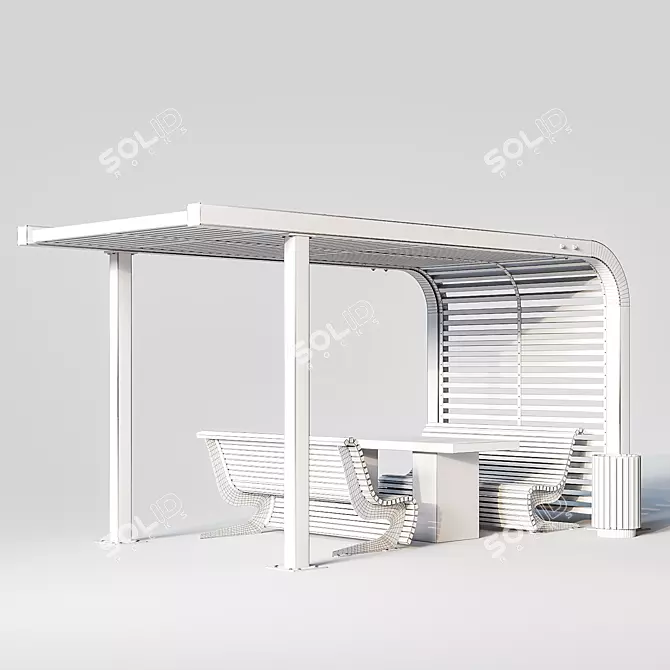 Garda Pergola, Waterfront Bench, Estel Urn 3D model image 4