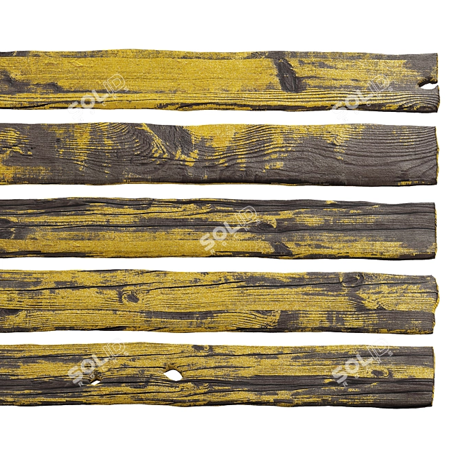 Vintage Painted Wood Boards Set 3D model image 1