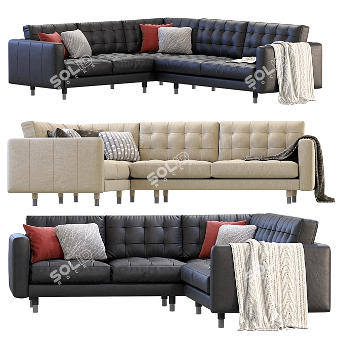 Contemporary Modular Corner Sectional Sofa 3D model image 1