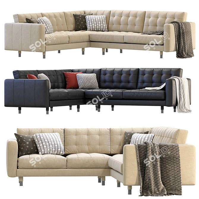 Contemporary Modular Corner Sectional Sofa 3D model image 4