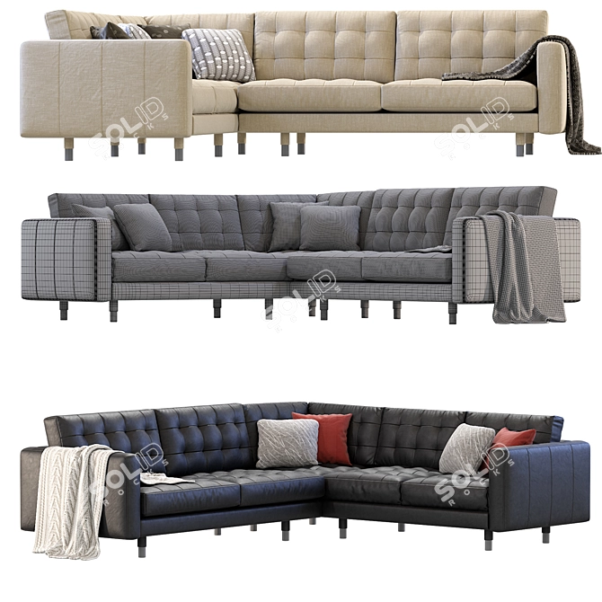 Contemporary Modular Corner Sectional Sofa 3D model image 5