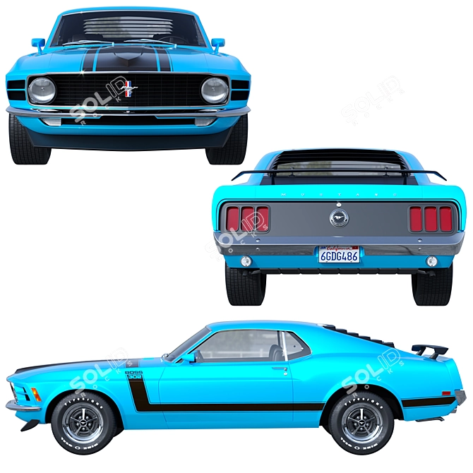 Classic Power Beast Ford Mustang 3D model image 2