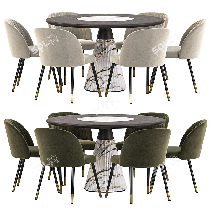 Elegant Modern Dining Room Set 3D model image 1