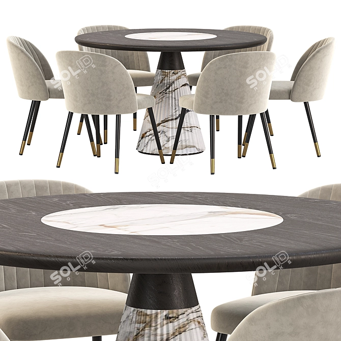 Elegant Modern Dining Room Set 3D model image 2