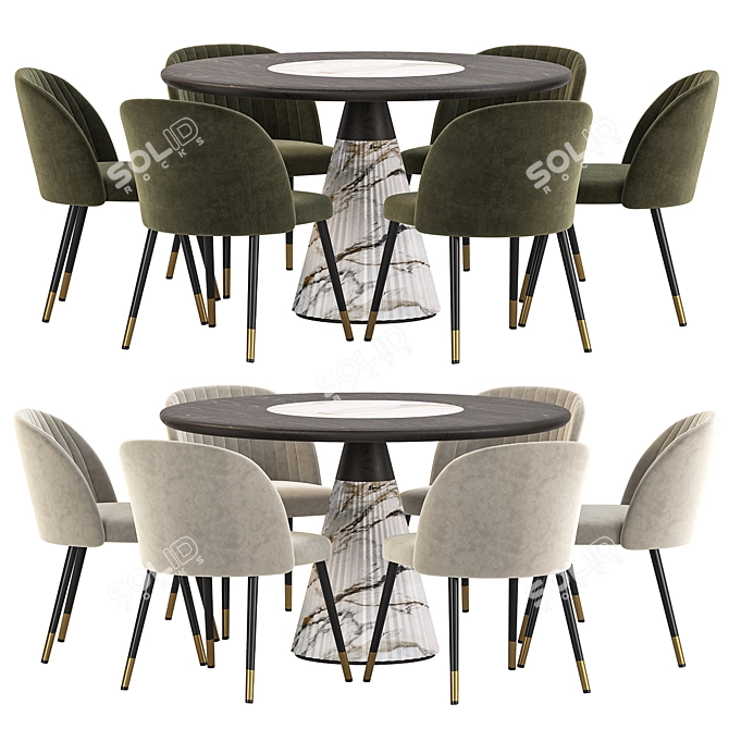 Elegant Modern Dining Room Set 3D model image 3