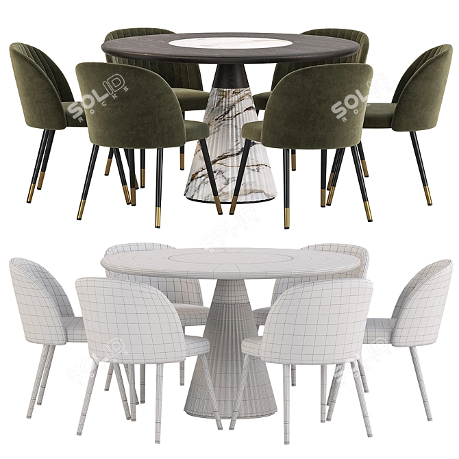 Elegant Modern Dining Room Set 3D model image 4