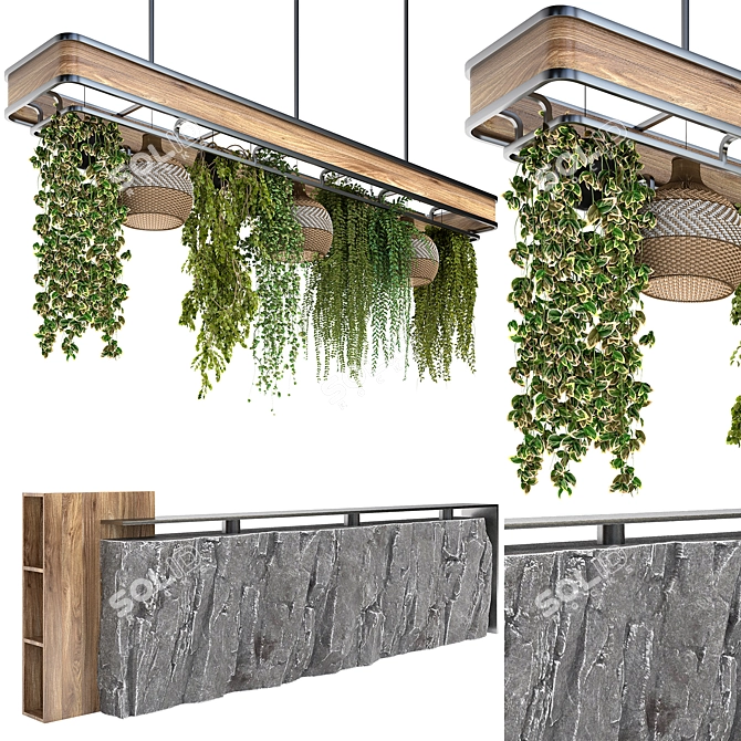 Hanging Plants Restaurant Counter Model 3D model image 1