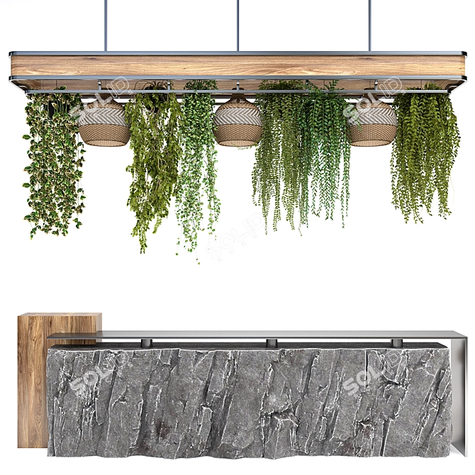 Hanging Plants Restaurant Counter Model 3D model image 2
